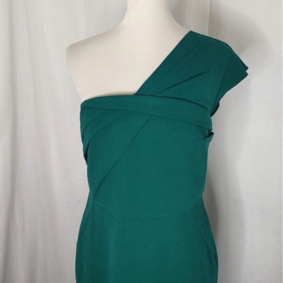 Ann Taylor One Shoulder Dress Green 6  Sheath Party Holidays - Picture 5 of 13